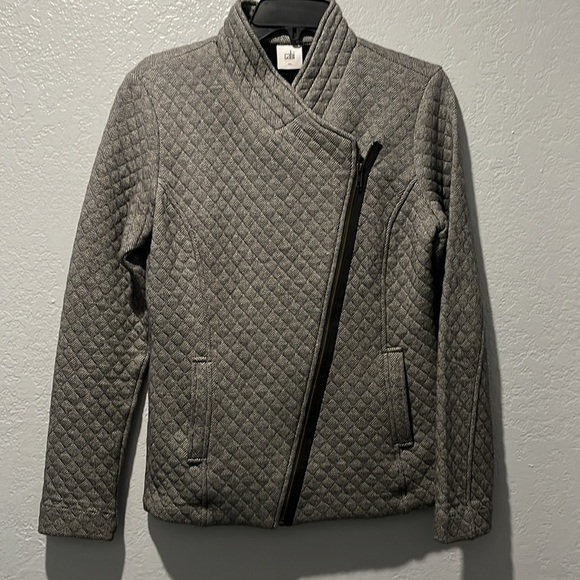 CAbi #3025 Moto Jacket Quilted Herringbone Gray Women’s Size S Cotton - Picture 4 of 8